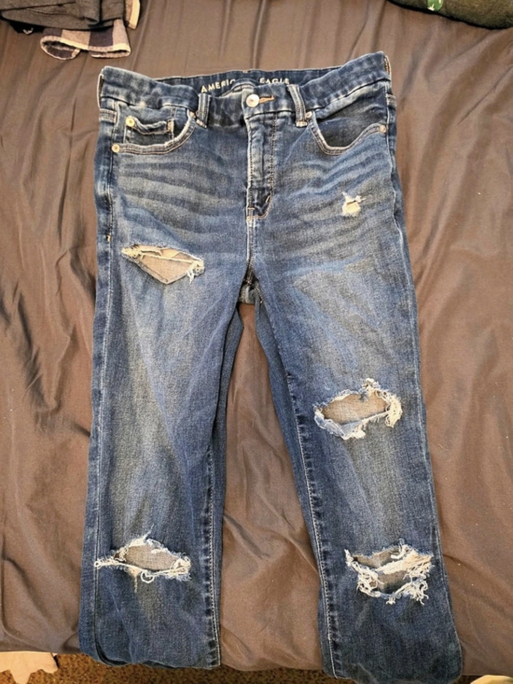American Eagle Luxe Stretch Distressed Skinny Jeans Blue Size 8